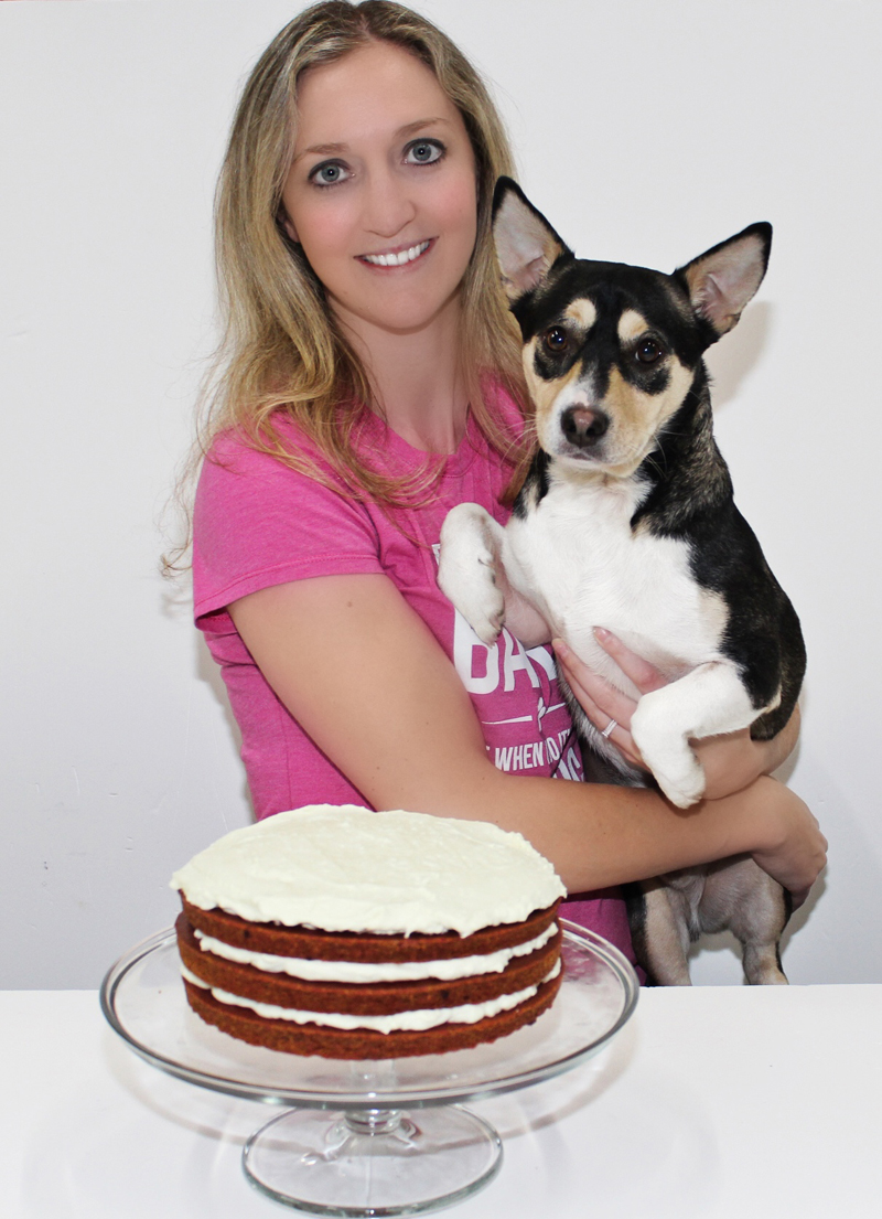 puppy with cake