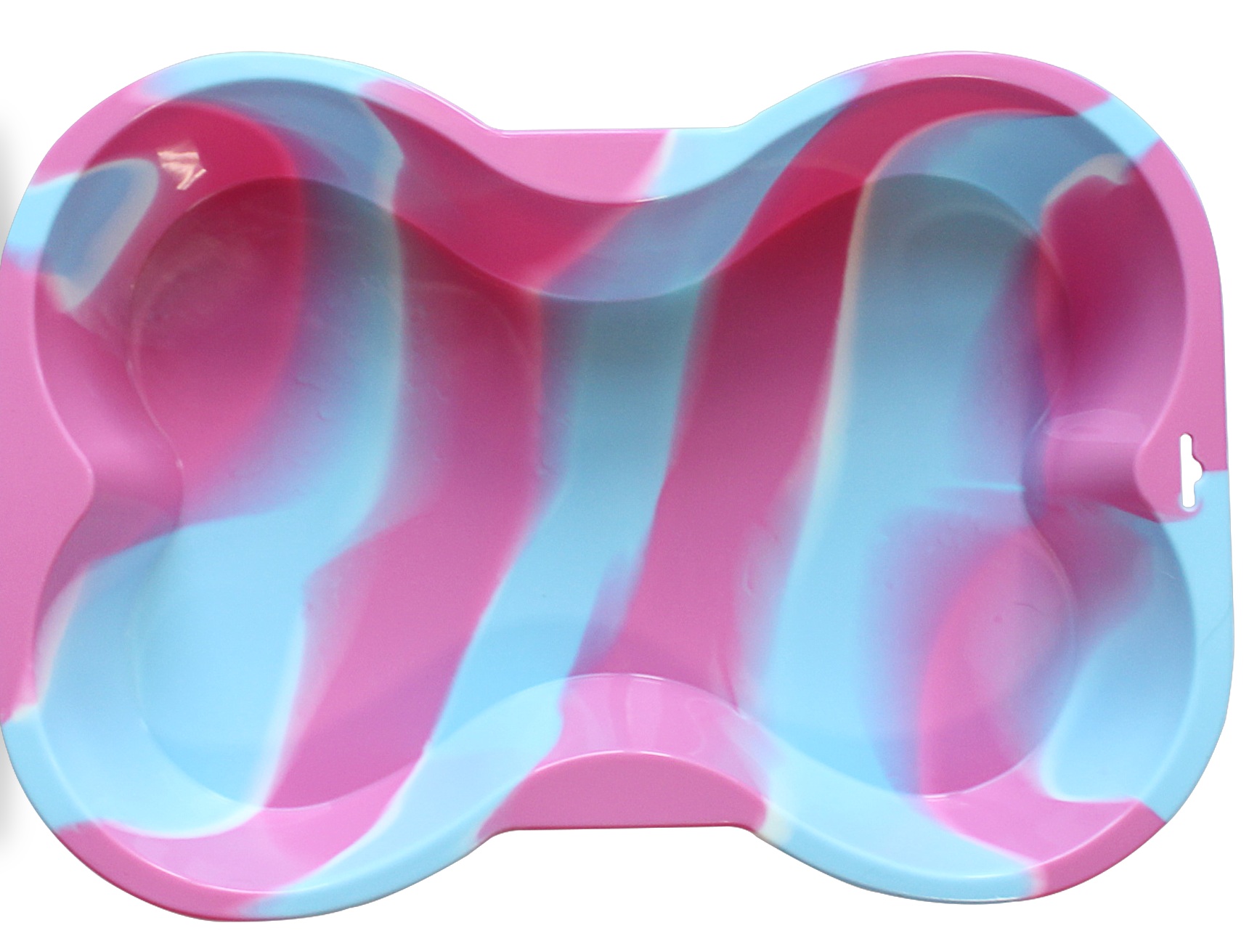 Dog Bone Shaped Silicone Cake Pan - Tri Color Swirl 