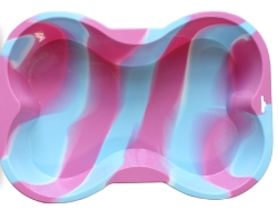 Dog Bone Shaped Silicone Cake Pan - Tri Color Swirl 