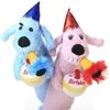 DISCONTINUED Happy Birthday Loofa Dog 12" with Squeaker - Pink or Blue 