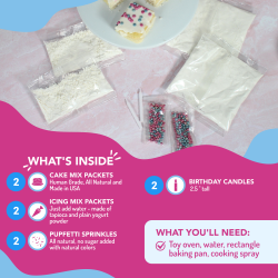 Puppy Cake Junior for Easy Bake Ovens - Birthday Cake Flavor 2 Refills - Cake, Icing, Sprinkles and Candles - JRBC