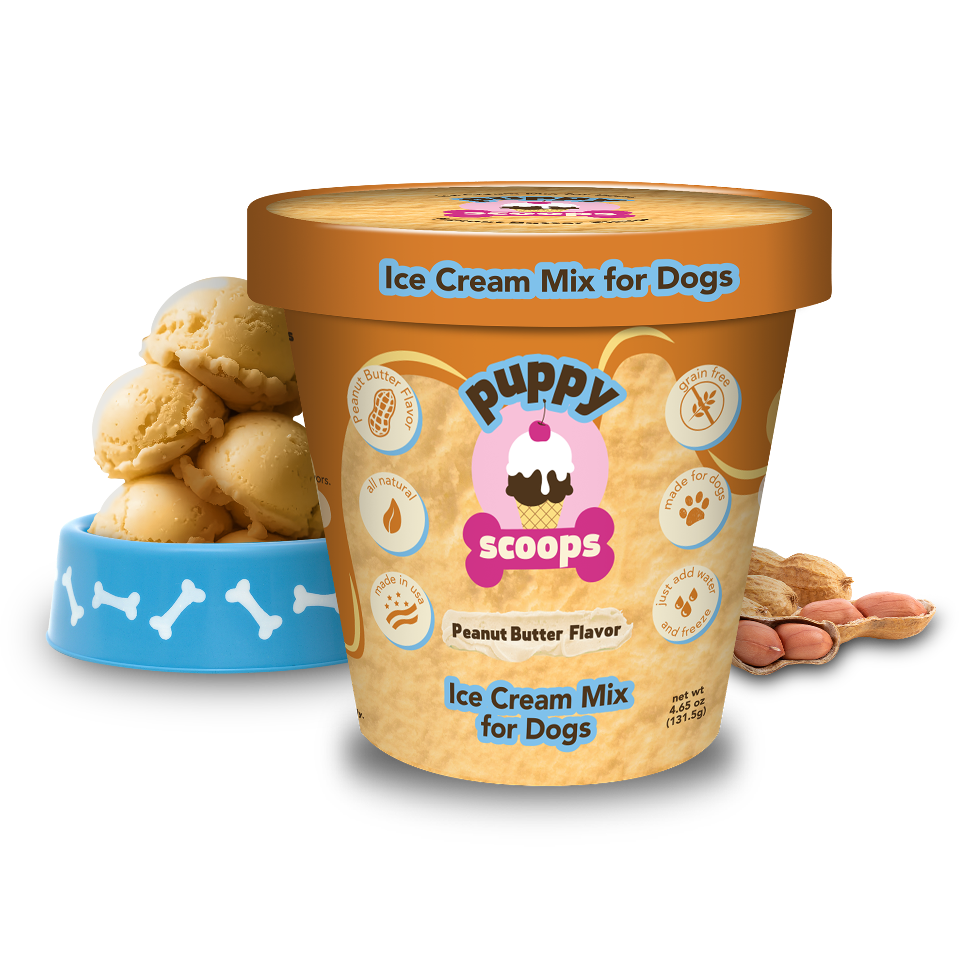 Puppy Scoops Ice Cream Mix - Peanut Butter, Pint Size, 4.65 oz Ice Cream for dog, DIY treats for dogs, Puppy Scoops, Peanut Butter Ice Cream for Dogs, Homemade Ice Cream for dogs, Healthy treats for dogs, Peanut Butter Puppy Scoops, Puppy Scoops, Real Ice for Dogs, healthy ice cream for dogs, frozen treats for dogs, dog treats, homemade treats for dogs, fun treats to make for your dog, 